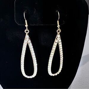 Vintage Elegant Gold Toned and Diamond Costume Teardrop Earrings Offers Welcome